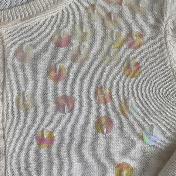 Girls Cream Sequin Embellished Long Sleeve Cardigan - Picture 3 of 4